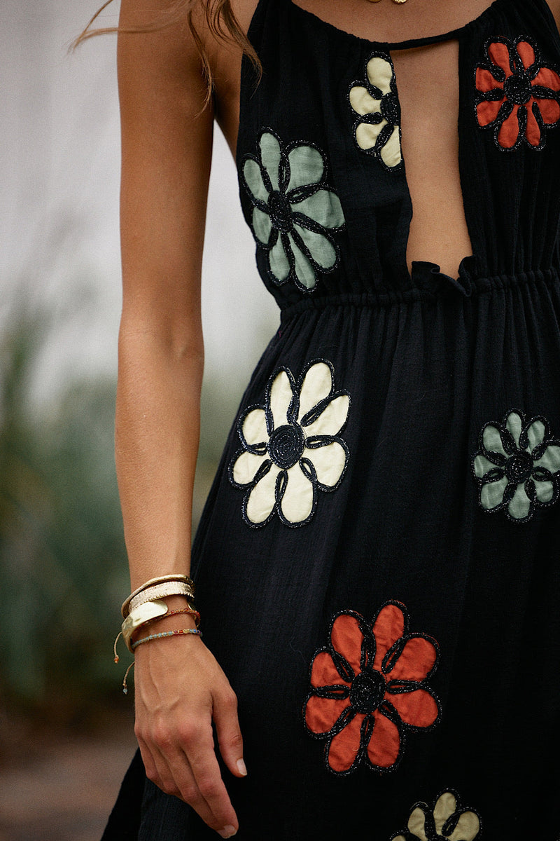 Freedom Appliqué Floral Embroidered Maxi Dress - Chasing Unicorns