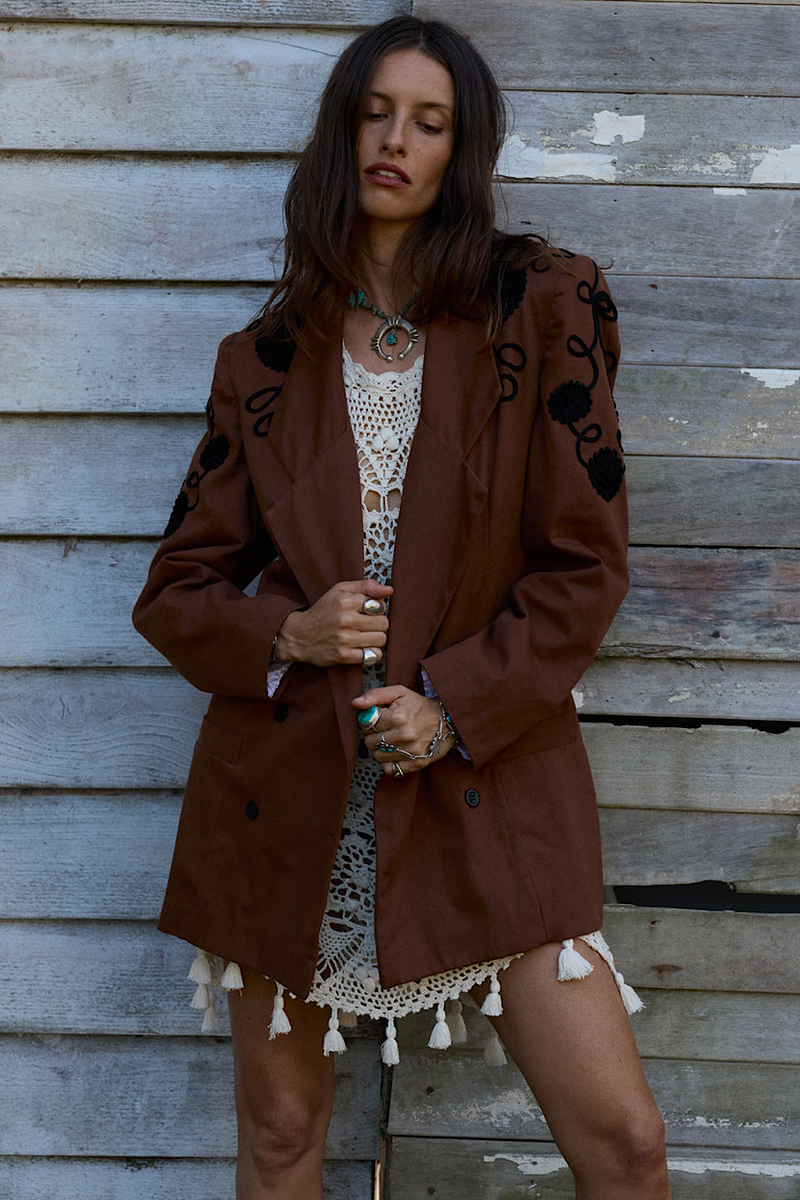 Gimme Shelter Embroidered Twill Blazer - Chasing Unicorns