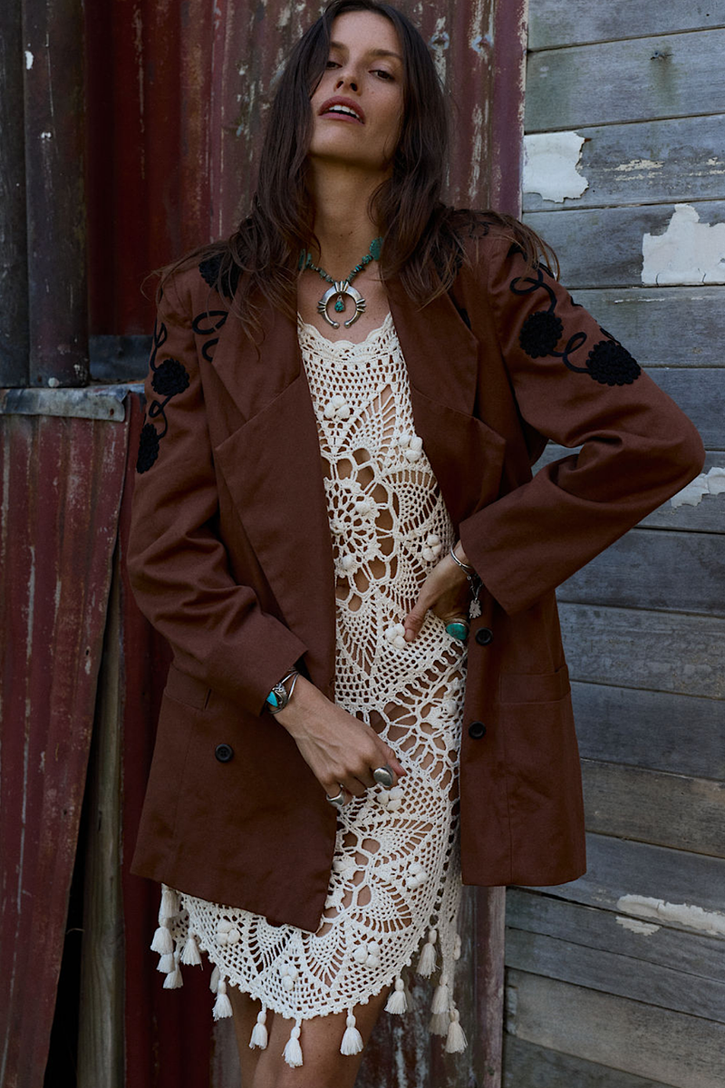 Gimme Shelter Embroidered Twill Blazer - Chasing Unicorns