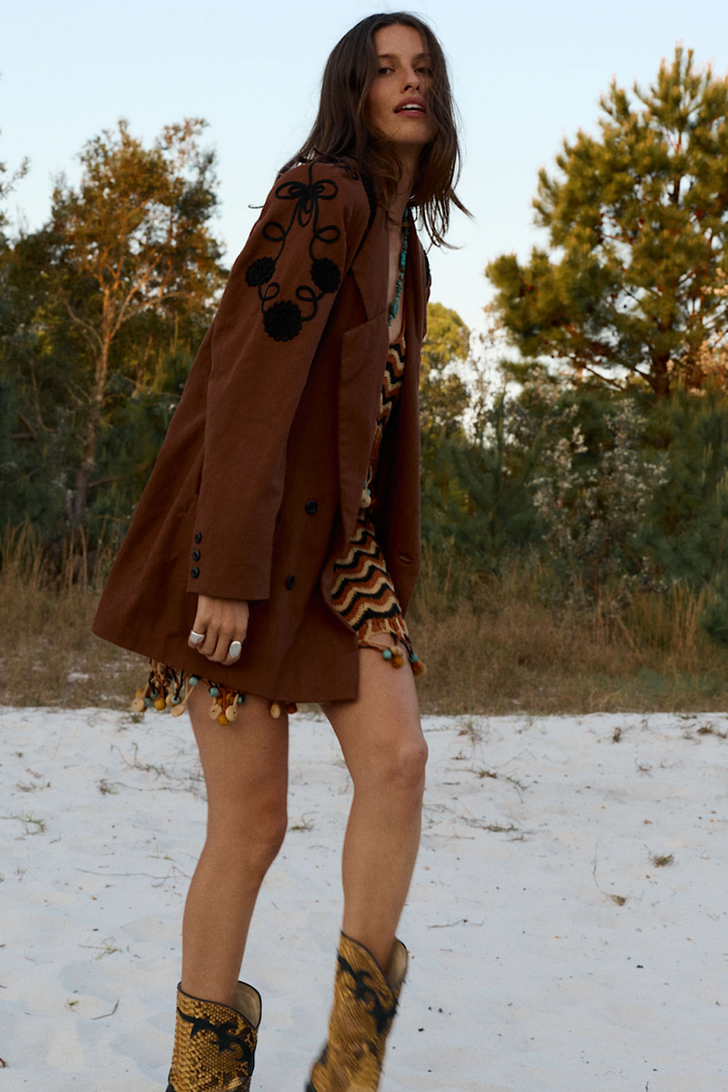 Gimme Shelter Embroidered Twill Blazer - Chasing Unicorns