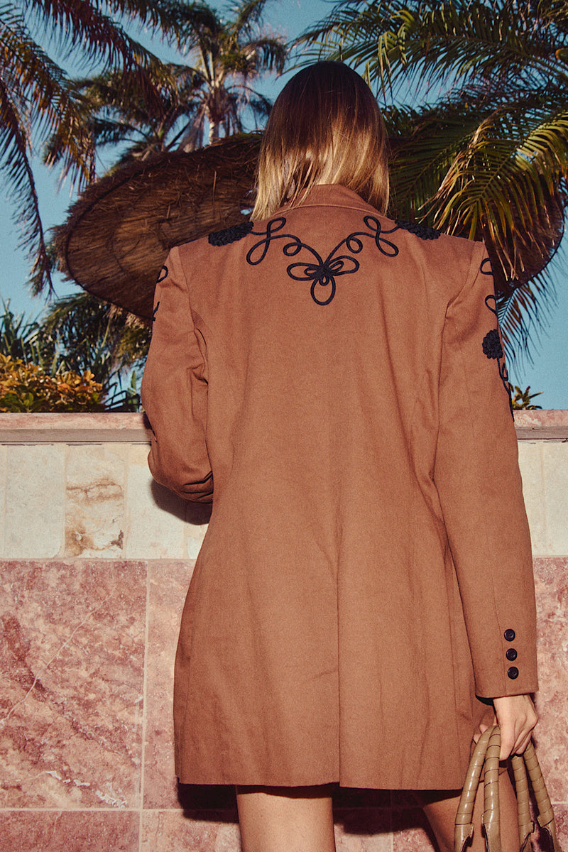 Gimme Shelter Embroidered Twill Blazer - Chasing Unicorns