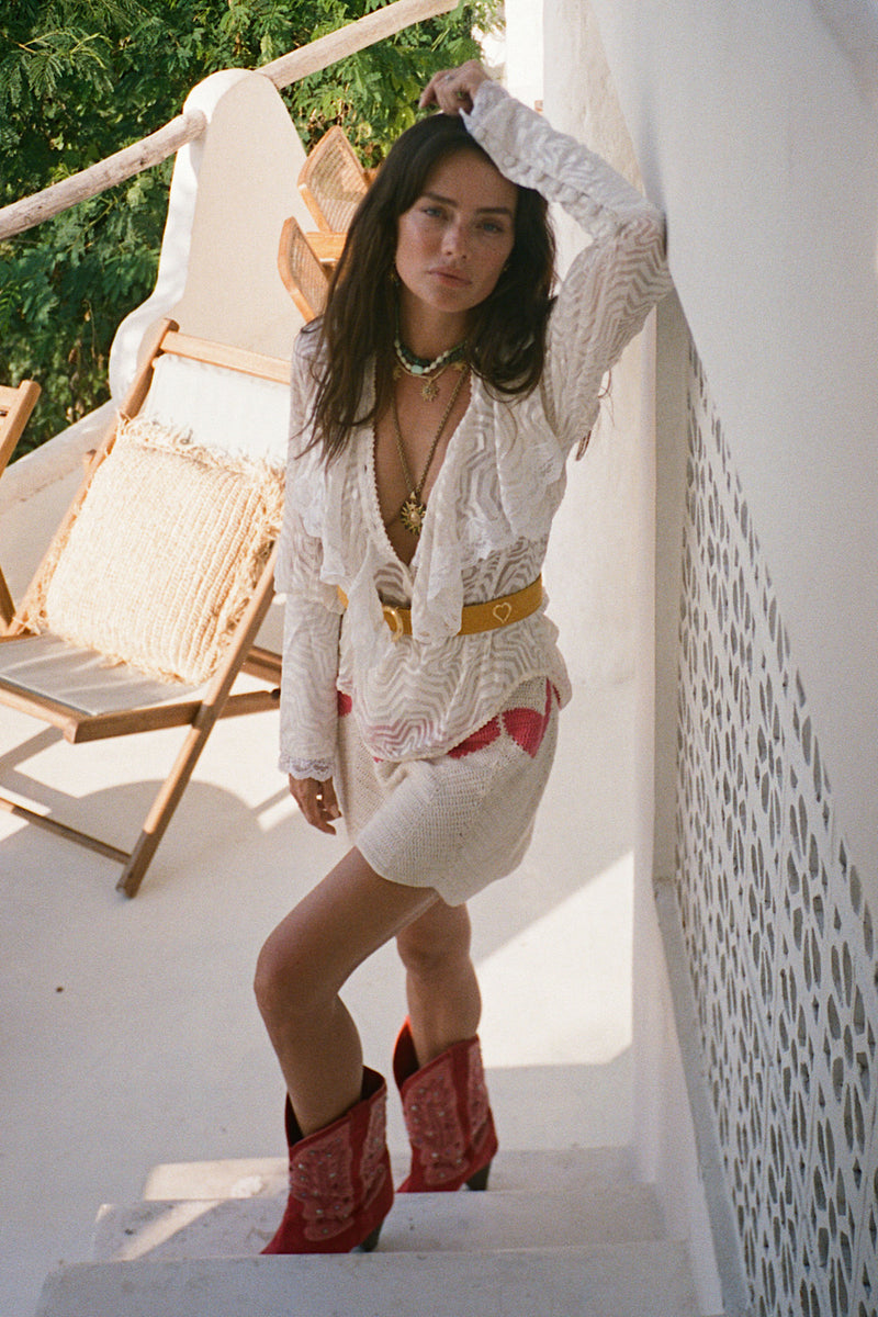 🖤 Good Times, Bad Times Silk Burnout, Lace + Ruffle Blouse - Chasing Unicorns