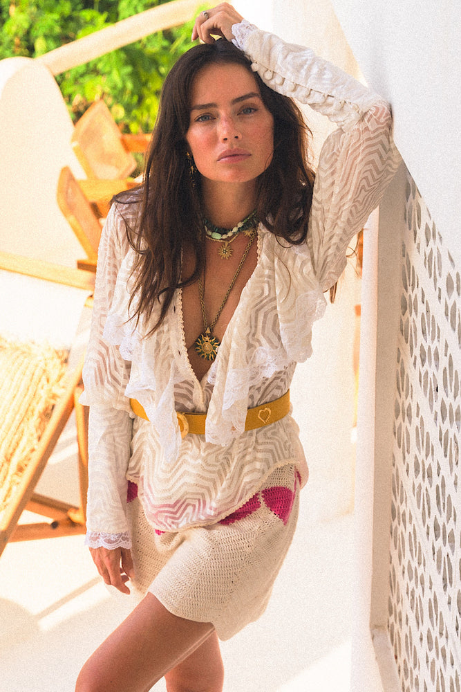 Good Times, Bad Times Silk Burnout, Lace + Ruffle Blouse