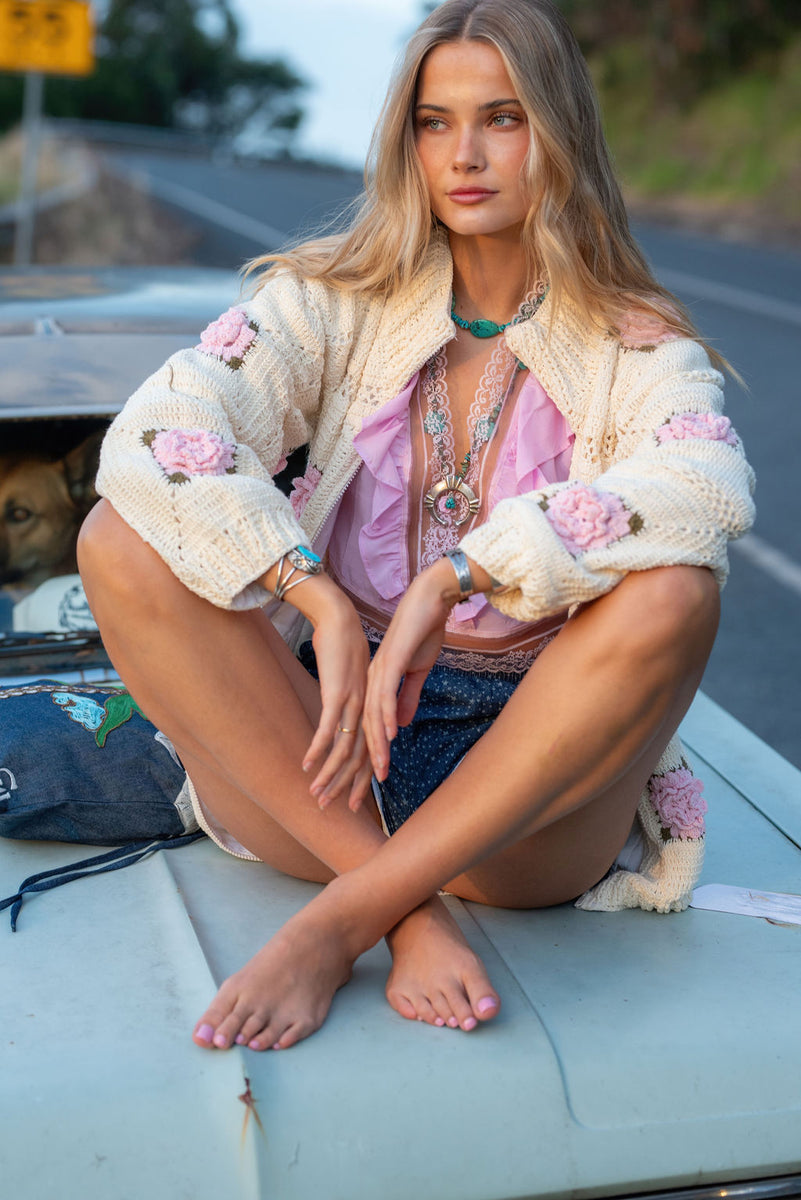 Heartbreaker Crochet Bomber Jacket - Chasing Unicorns