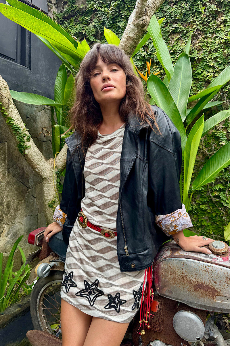 Heaven Sent Leather Bomber Jacket - Chasing Unicorns