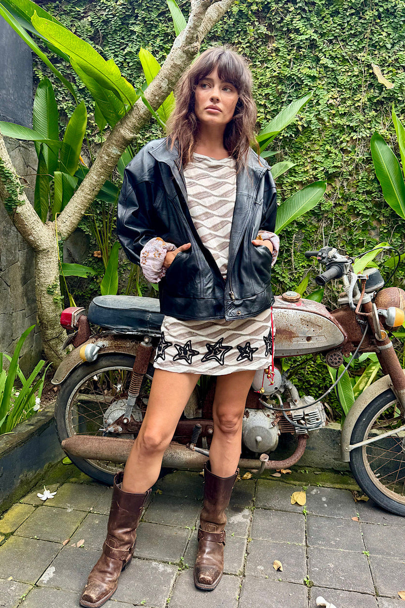 Heaven Sent Leather Bomber Jacket - Chasing Unicorns