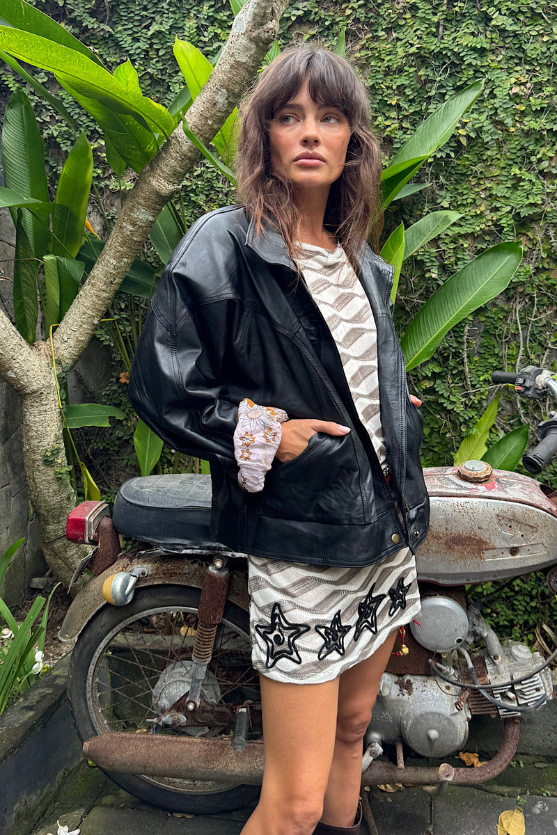 Heaven Sent Leather Bomber Jacket - Chasing Unicorns