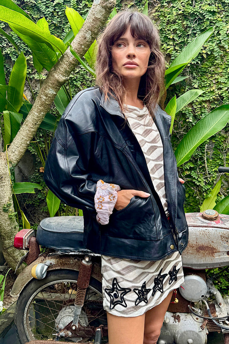 Heaven Sent Leather Bomber Jacket - Chasing Unicorns