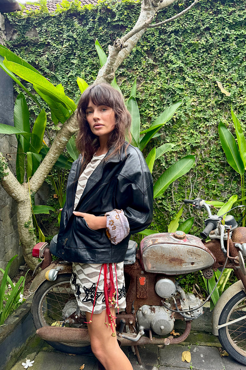 Heaven Sent Leather Bomber Jacket - Chasing Unicorns