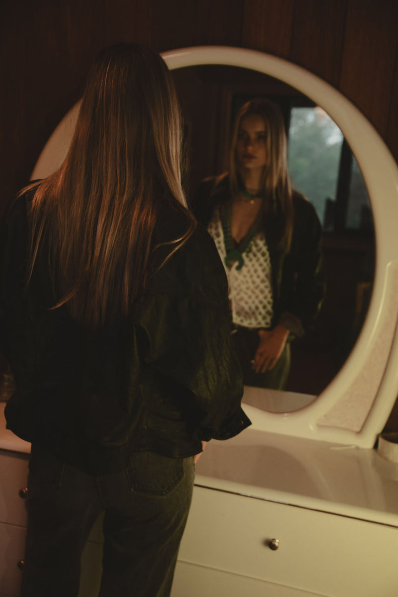 Heaven Sent Leather Bomber Jacket - Chasing Unicorns