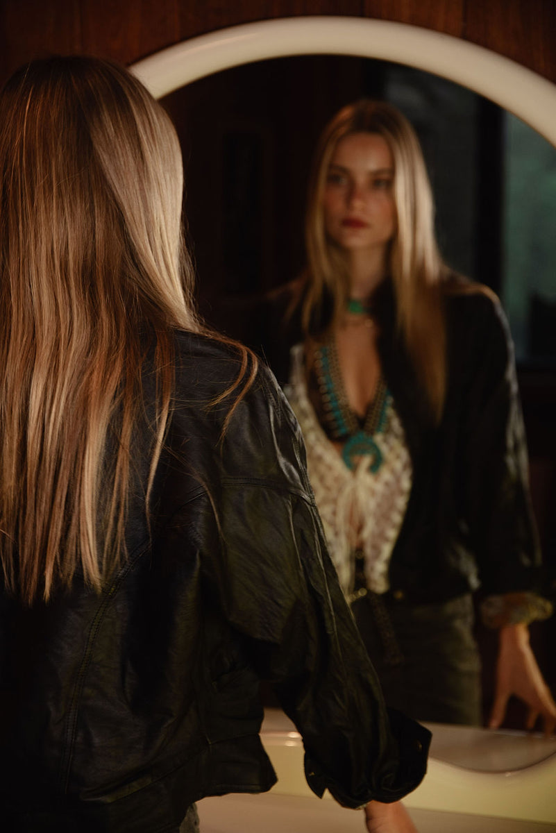 Heaven Sent Leather Bomber Jacket - Chasing Unicorns