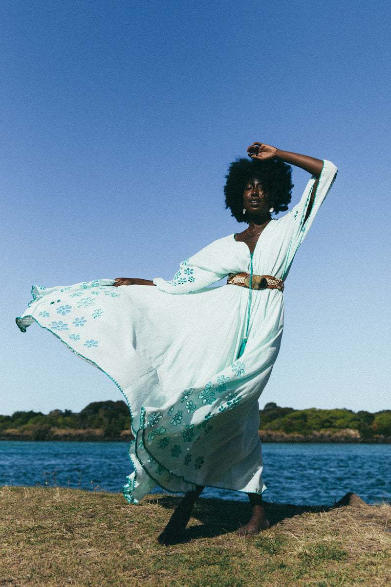 Hotel California Embroidered Caftan Maxi Dress - Chasing Unicorns