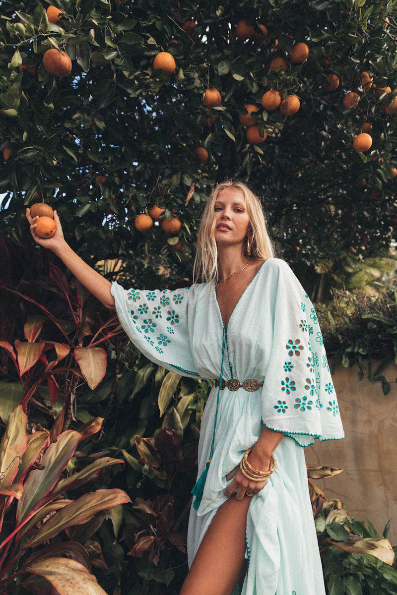 Hotel California Embroidered Caftan Maxi Dress - Chasing Unicorns