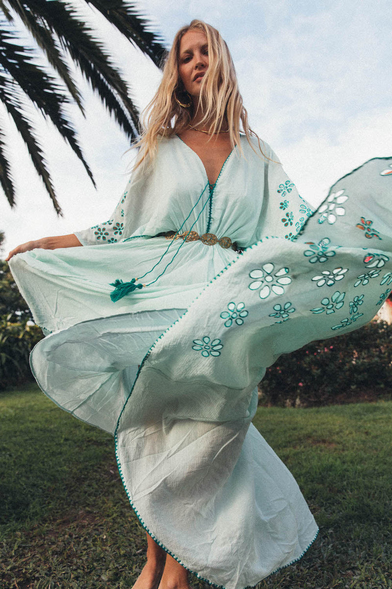 Hotel California Embroidered Caftan Maxi Dress - Chasing Unicorns