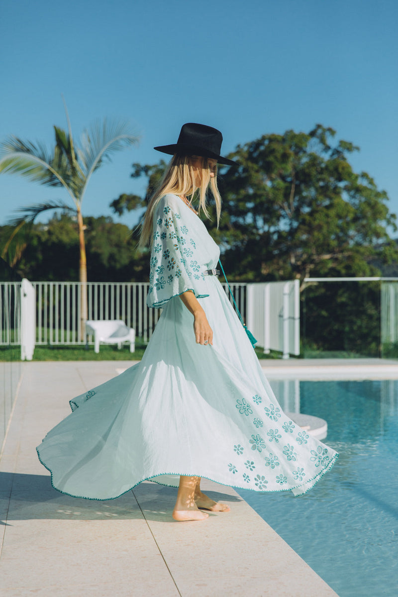 Hotel California Embroidered Caftan Maxi Dress - Chasing Unicorns