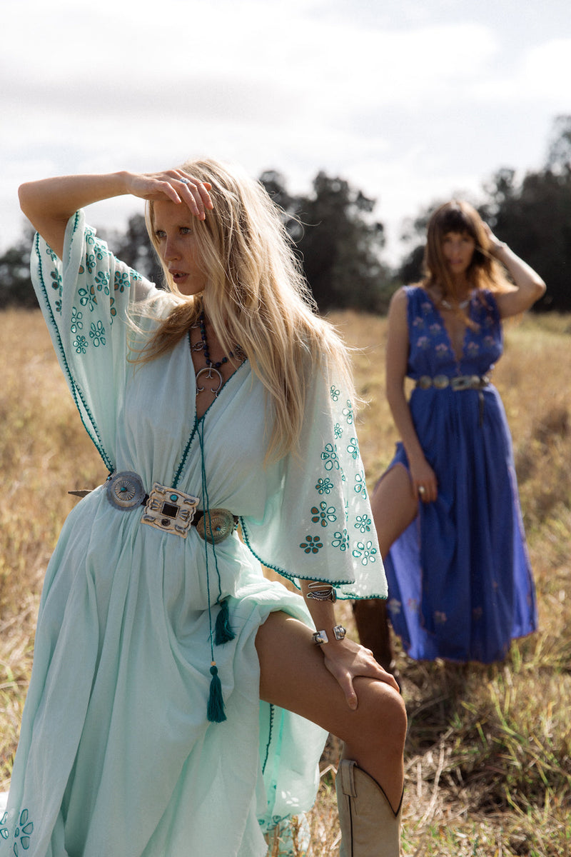 Hotel California Embroidered Caftan Maxi Dress - Chasing Unicorns