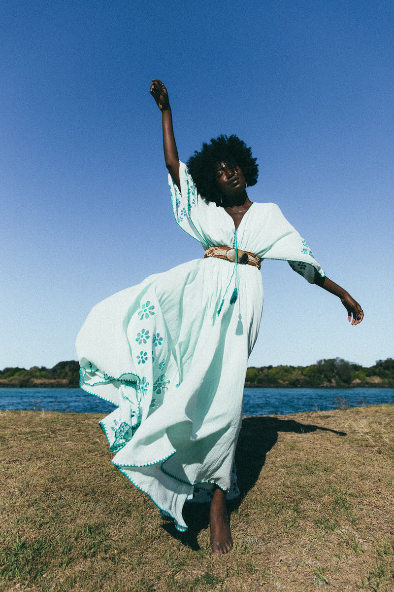 Hotel California Embroidered Caftan Maxi Dress - Chasing Unicorns