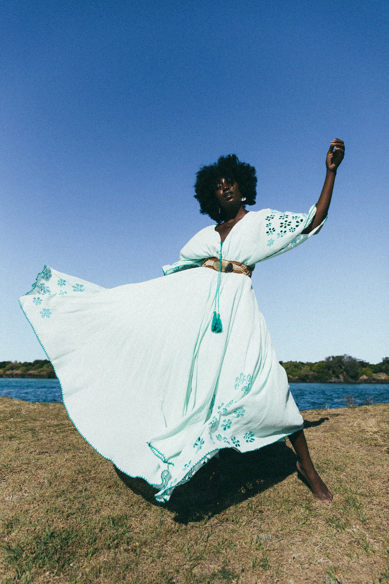 Hotel California Embroidered Caftan Maxi Dress - Chasing Unicorns