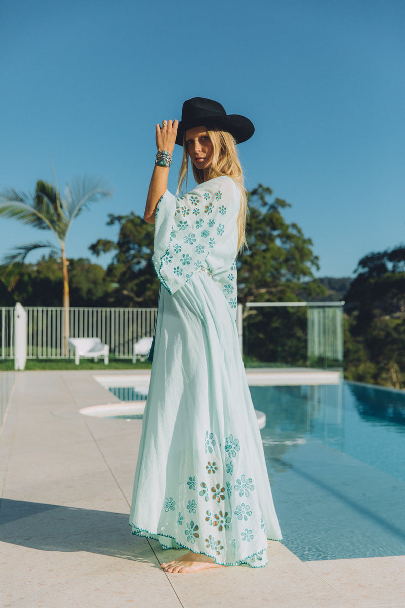Hotel California Embroidered Caftan Maxi Dress - Chasing Unicorns