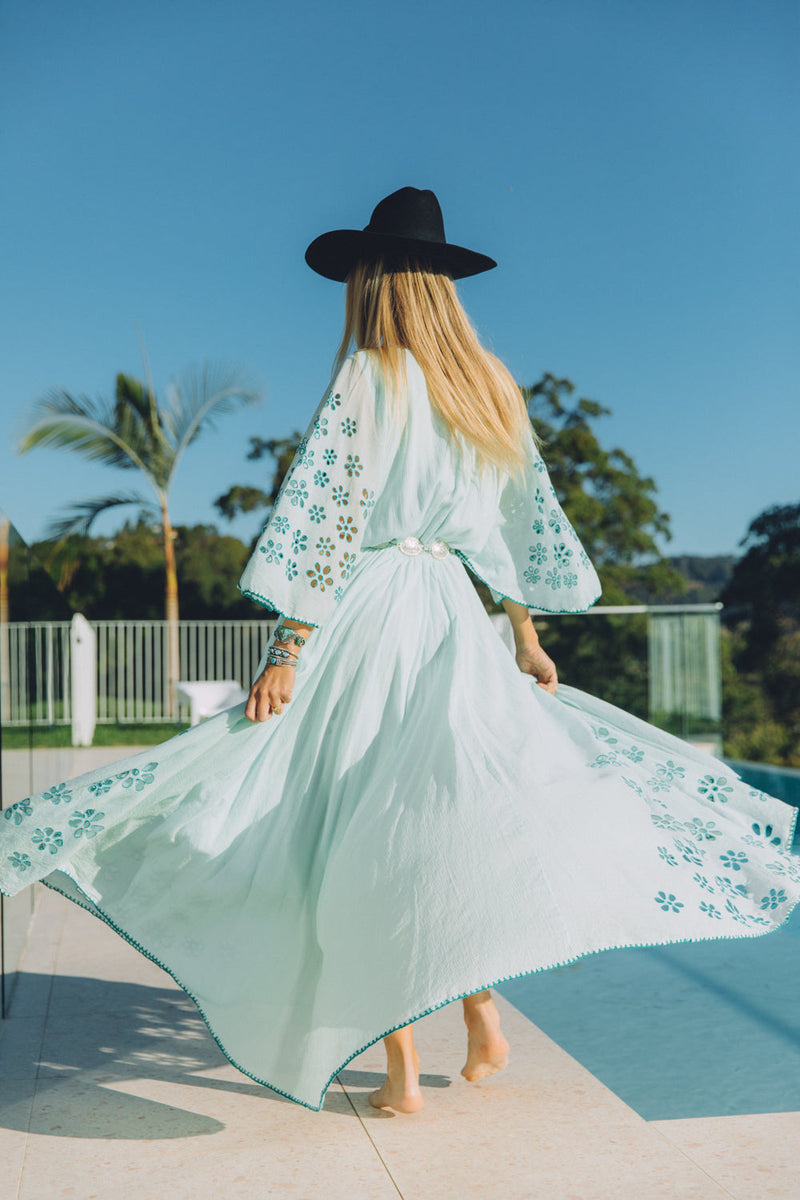 Hotel California Embroidered Caftan Maxi Dress - Chasing Unicorns