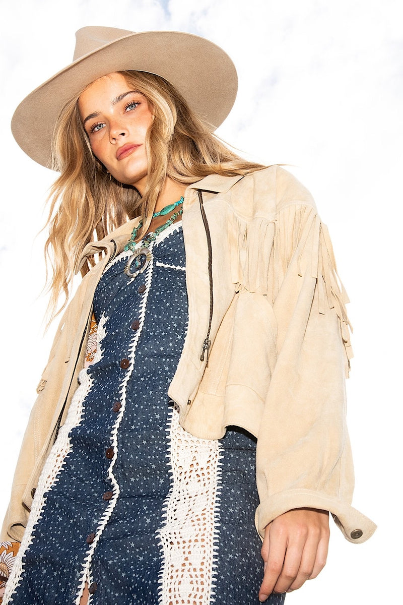 Isis Denim and Crochet Mini Dress - Chasing Unicorns