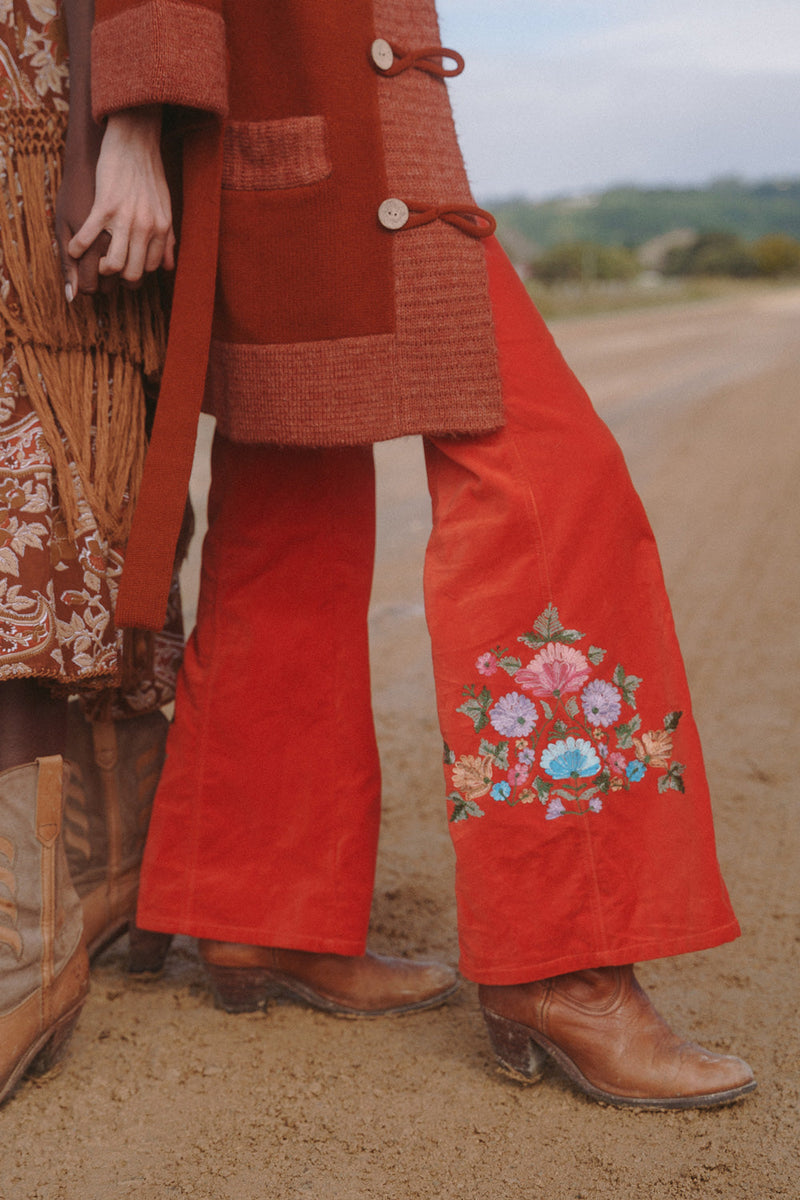 It’s Only Rock’N’Roll Cotton Velvet Embroidered Flares - Chasing Unicorns