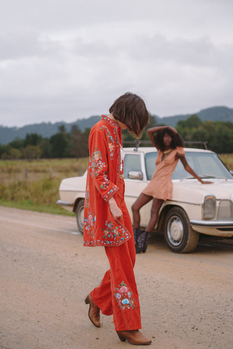 It’s Only Rock’N’Roll Cotton Velvet Embroidered Flares - Chasing Unicorns