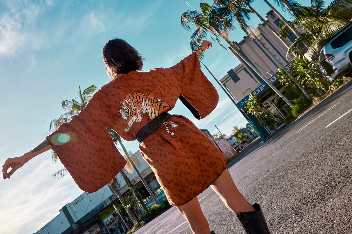 Jungle Fever Silk Jacquard Kimono - Chasing Unicorns