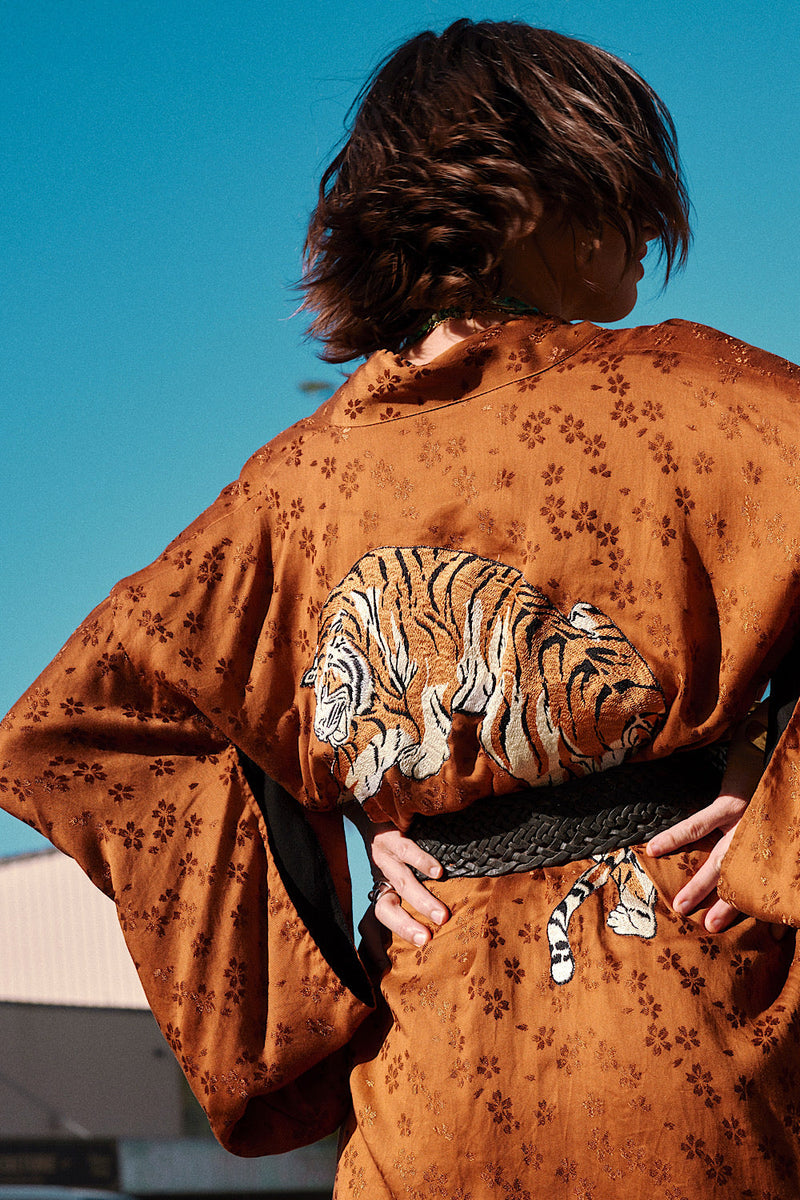 Jungle Fever Silk Jacquard Kimono - Chasing Unicorns