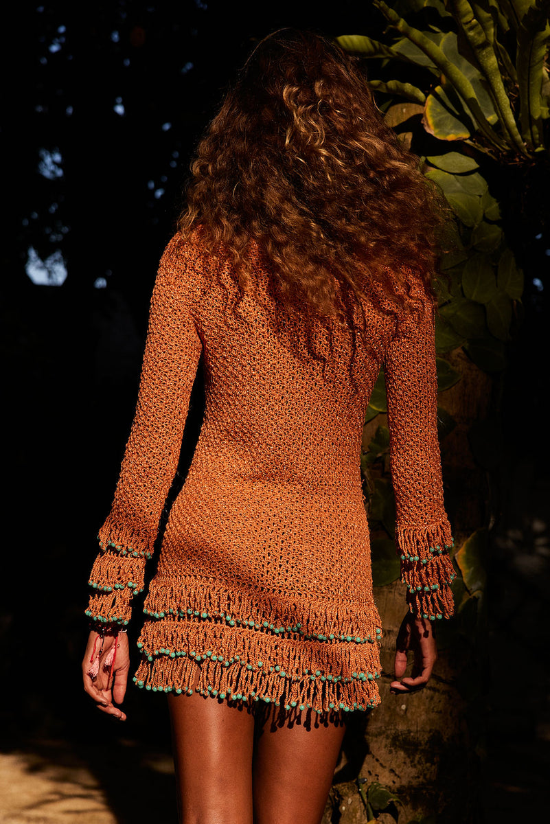 La Vie En Rose Crochet, Beaded + Lurex Mini Dress - Chasing Unicorns