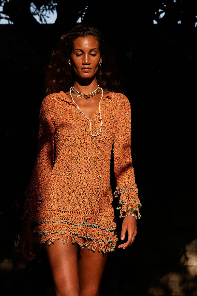 La Vie En Rose Crochet, Beaded + Lurex Mini Dress - Chasing Unicorns