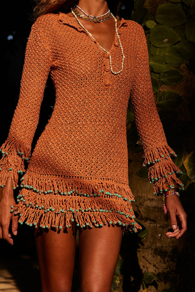 La Vie En Rose Crochet, Beaded + Lurex Mini Dress - Chasing Unicorns