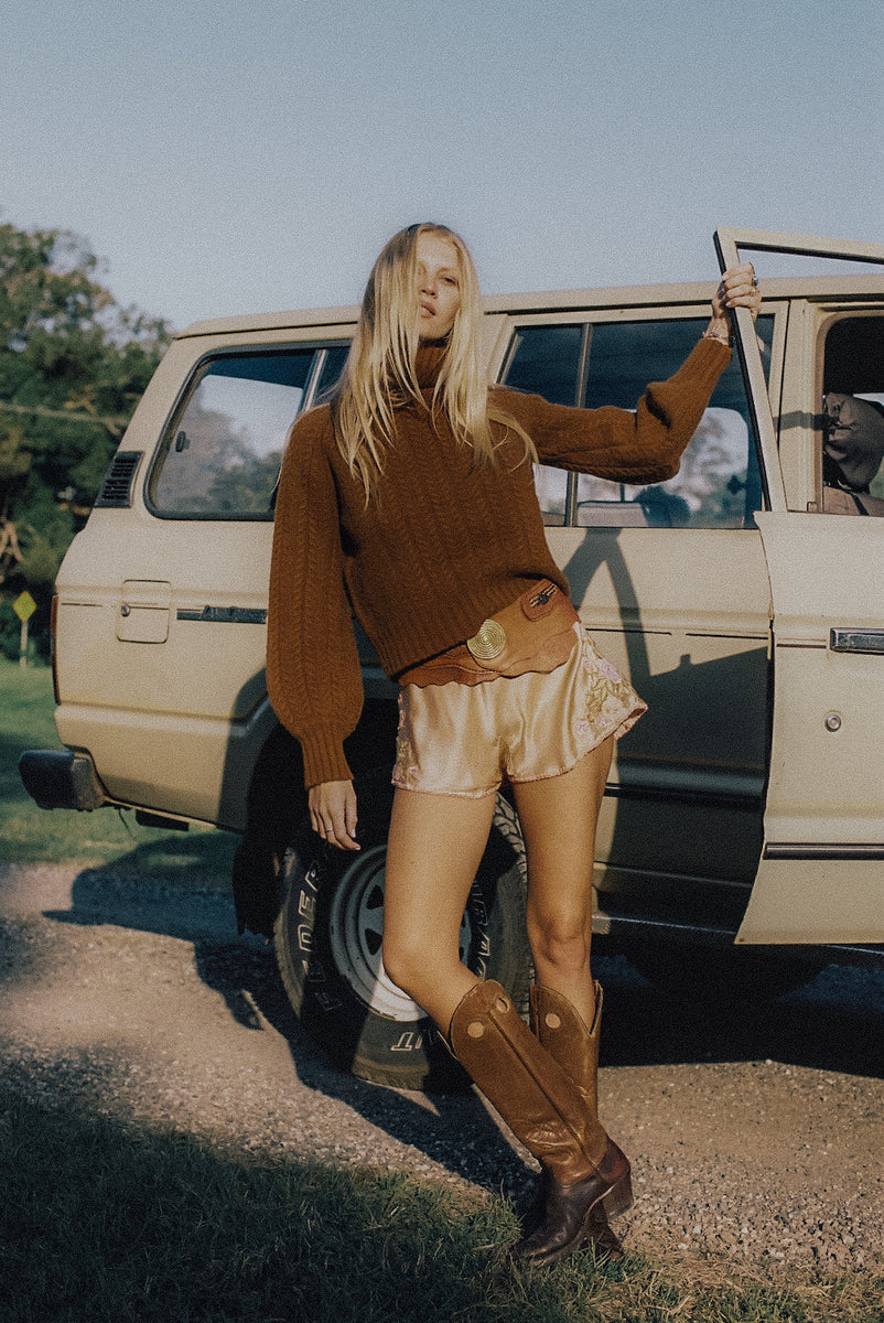 Layla Embroidered Silk Shorts - Chasing Unicorns