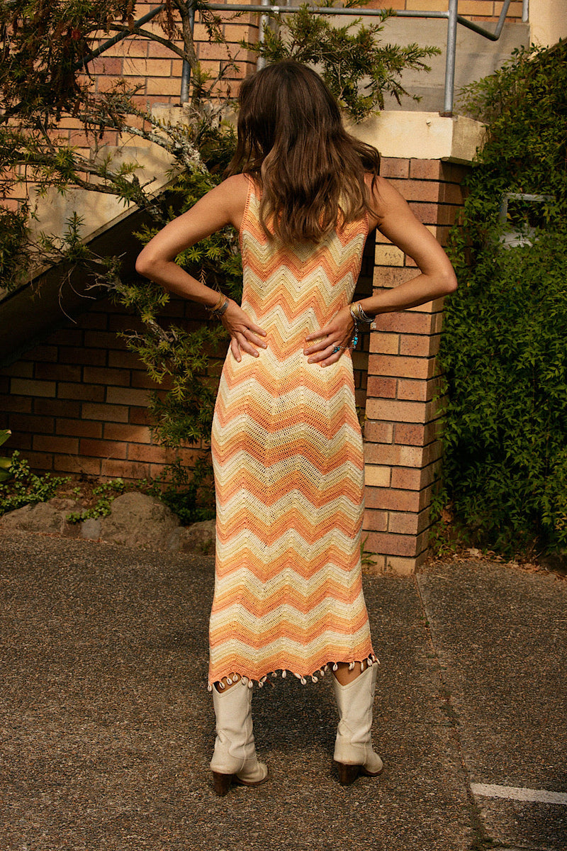 Long White Cloud Appliqué Palm Crochet Midi Dress - Chasing Unicorns