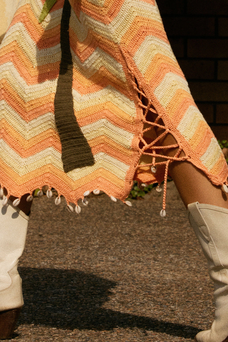 Long White Cloud Appliqué Palm Crochet Midi Dress - Chasing Unicorns