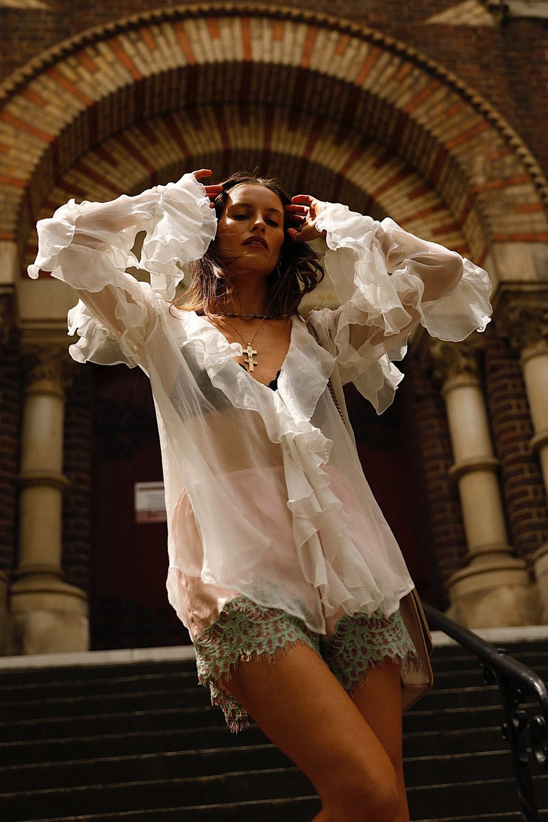 Lost in Love Silk Ruffle Blouse - Chasing Unicorns