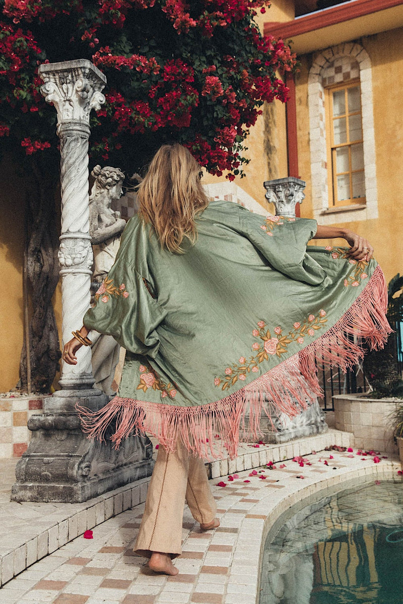 Love The One You’re With Silk Fringe Kimono - Chasing Unicorns