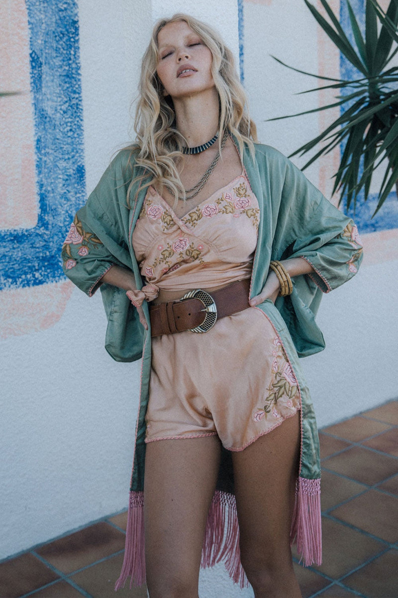 Love The One You’re With Silk Fringe Kimono - Chasing Unicorns