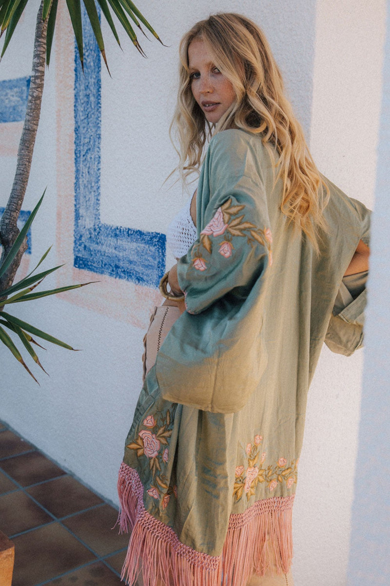Love The One You’re With Silk Fringe Kimono - Chasing Unicorns
