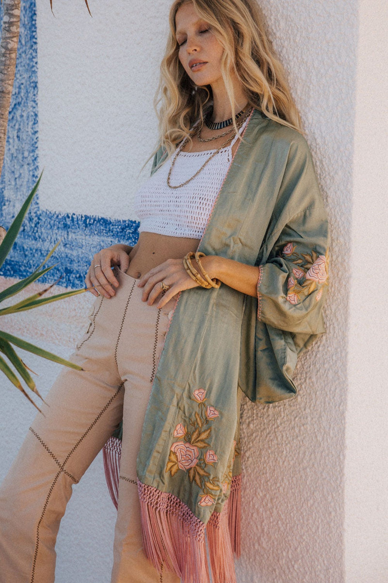Love The One You’re With Silk Fringe Kimono - Chasing Unicorns