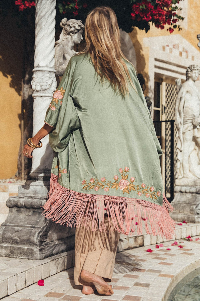 Love The One You’re With Silk Fringe Kimono - Chasing Unicorns