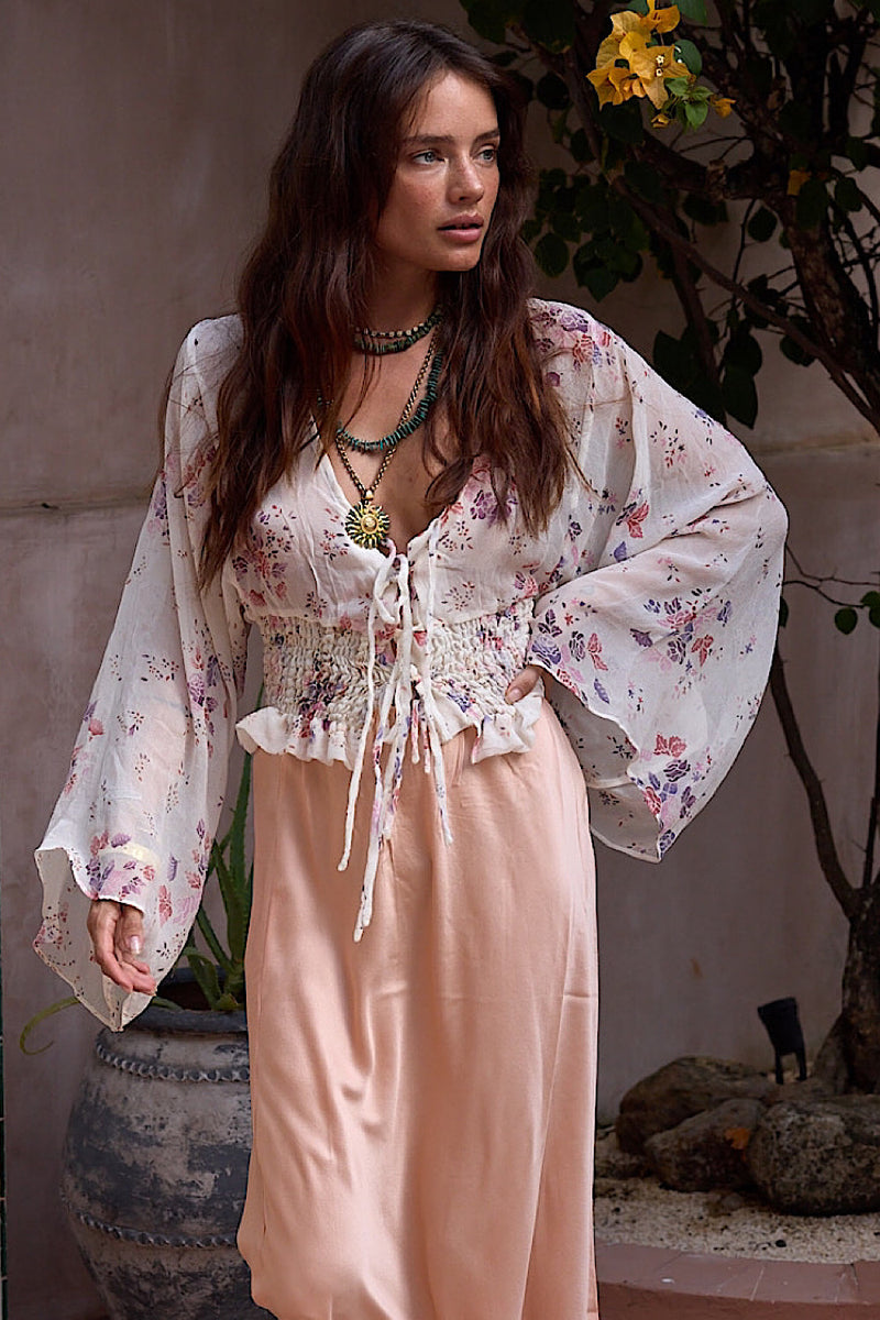 Lust for Life Silk Crepe Corset Blouse - Chasing Unicorns