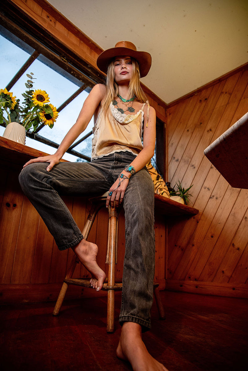 Midnight at the Oasis Silk + Lace Camisole - Chasing Unicorns