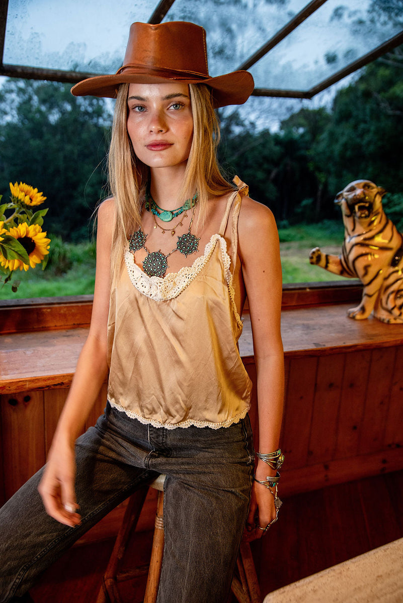 Midnight at the Oasis Silk + Lace Camisole - Chasing Unicorns
