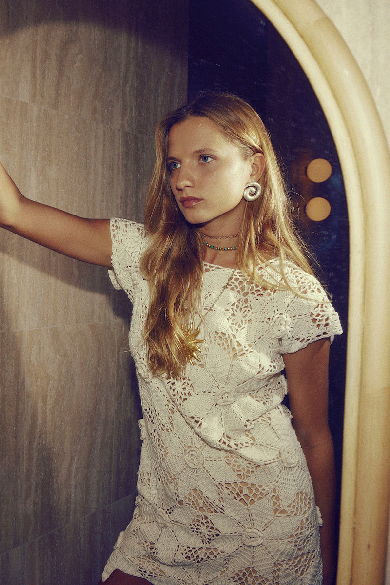 Moonshadow Crochet Mini Dress - Chasing Unicorns