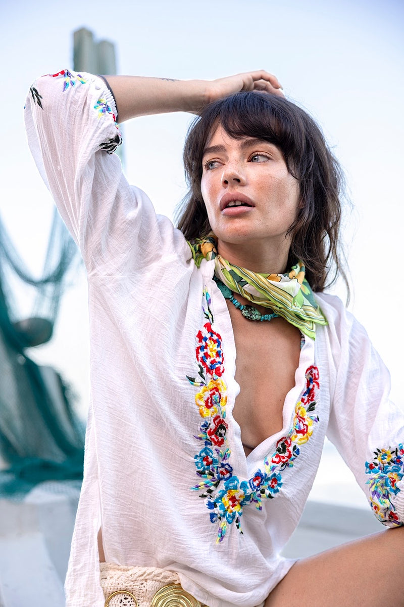 Morning Sun Embroidered Cotton Blouse - Chasing Unicorns