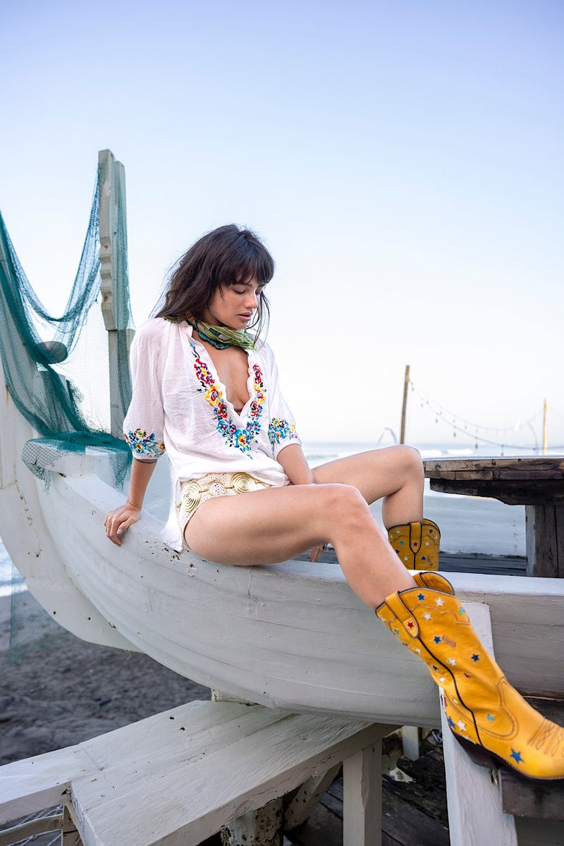 Morning Sun Embroidered Cotton Blouse - Chasing Unicorns