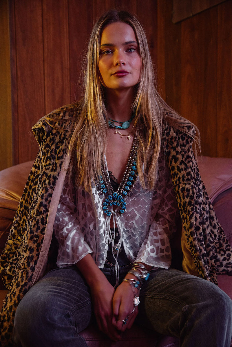 Mother of Pearl Silk Tie Blouse - Chasing Unicorns