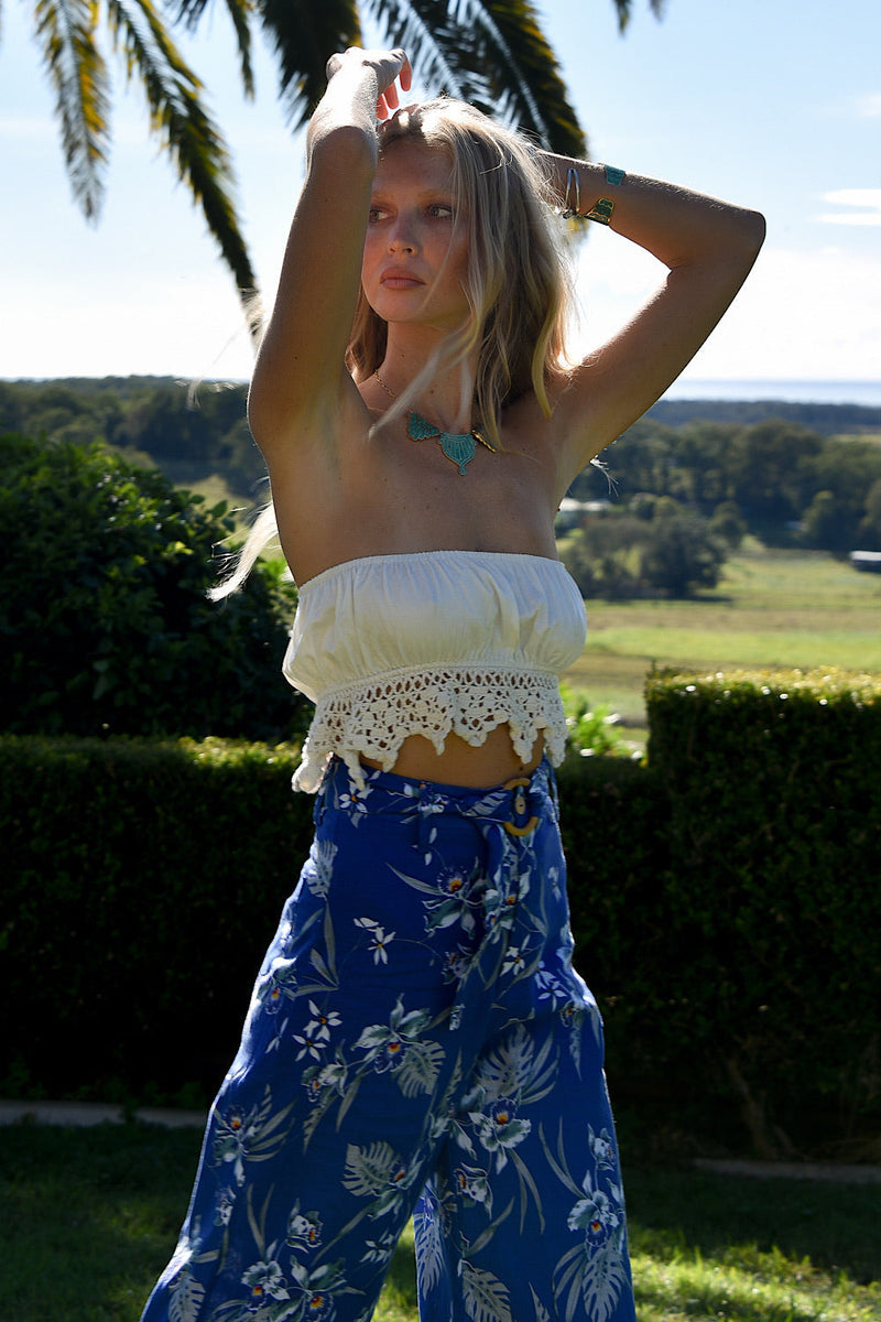 Mustang Sally Silk Satin Crochet Bandeau Top - Chasing Unicorns