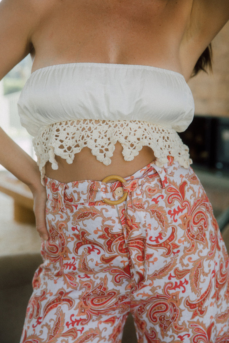 Mustang Sally Silk Satin Crochet Bandeau Top - Chasing Unicorns